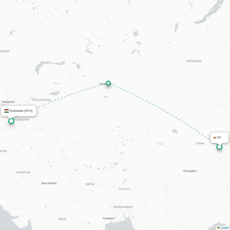 XIY - DYU route map