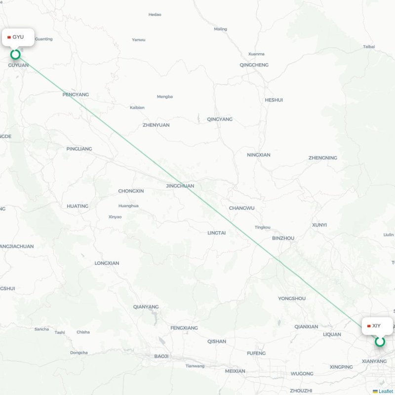 XIY - GYU route map