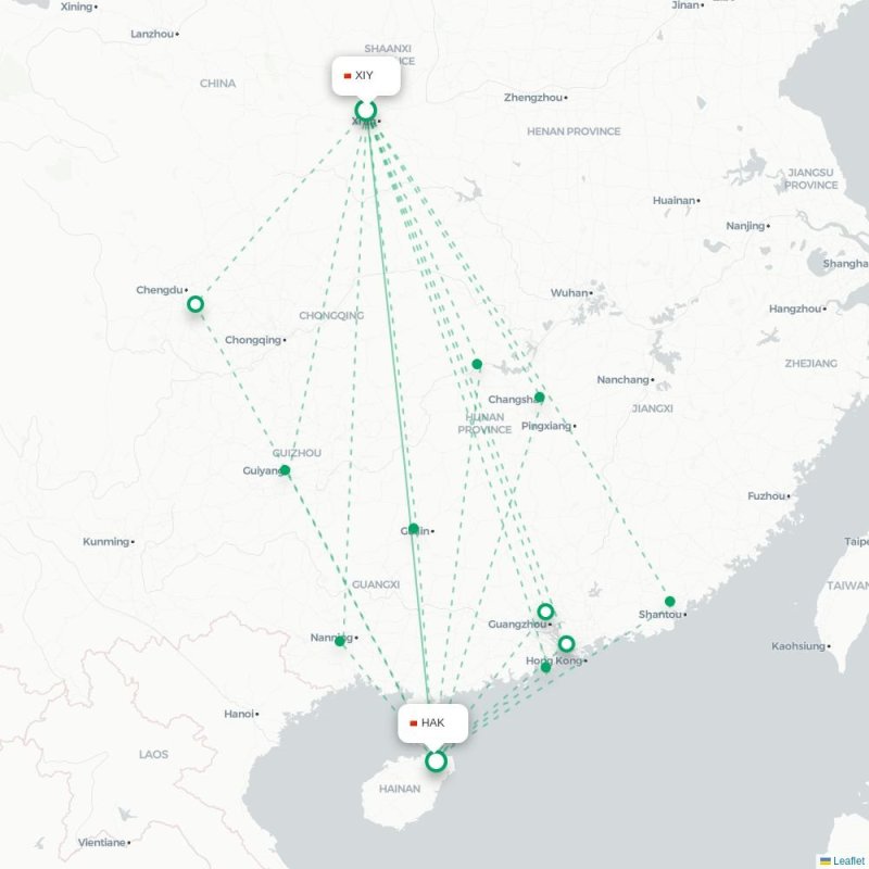 XIY - HAK route map