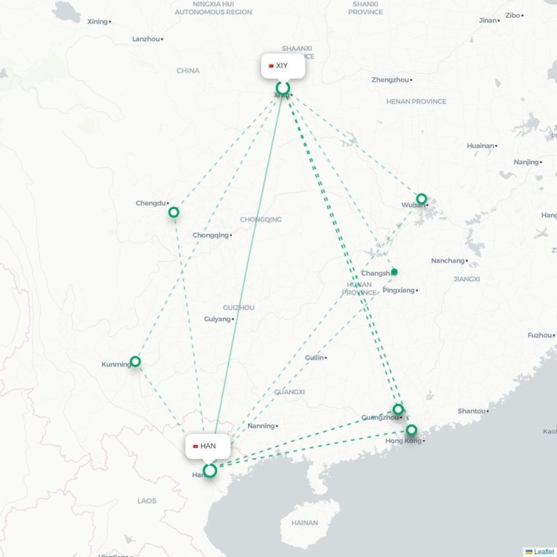 XIY - HAN route map