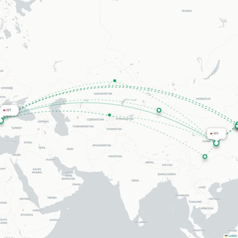 XIY - IST route map