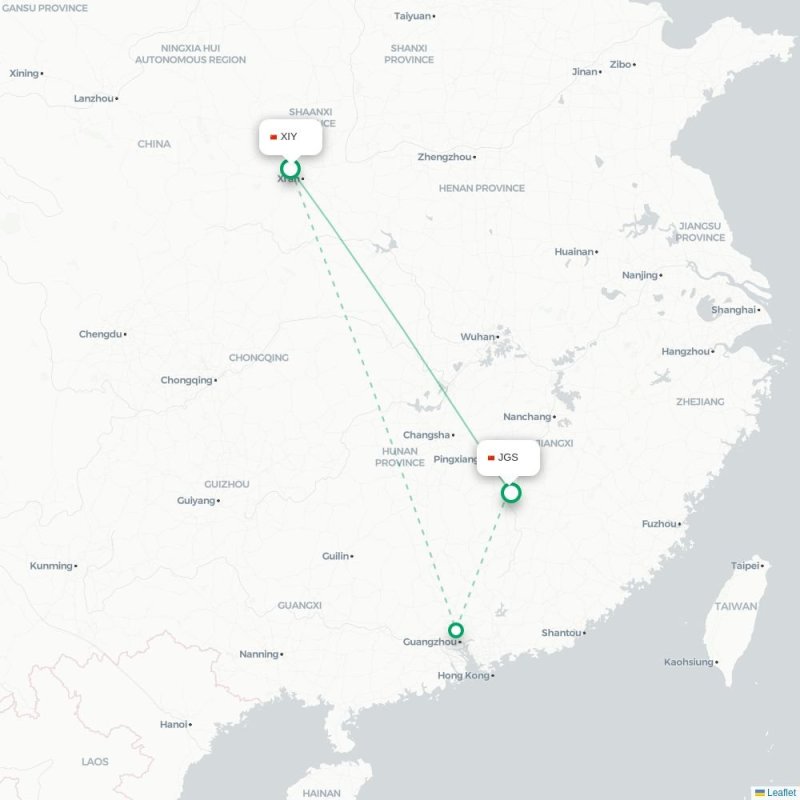 XIY - JGS route map