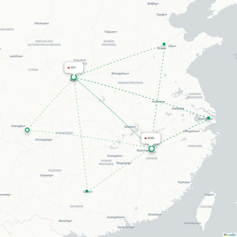 XIY - KHN route map