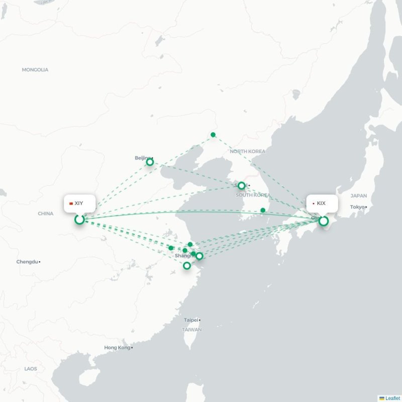 XIY - KIX route map