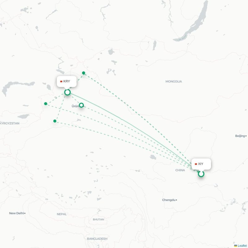 XIY - KRY route map