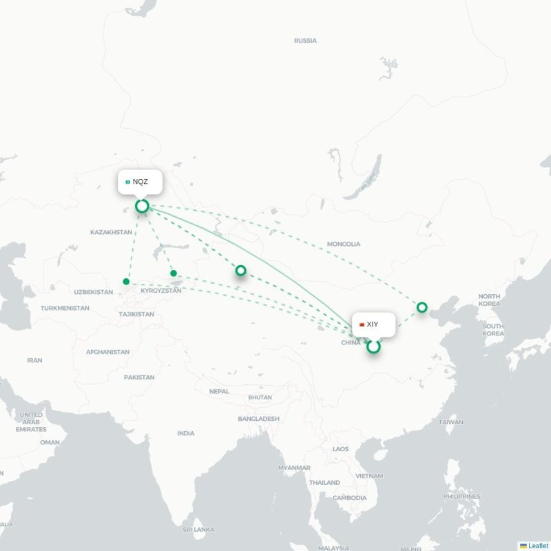 XIY - NQZ route map