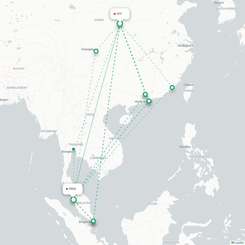 XIY - PEN route map