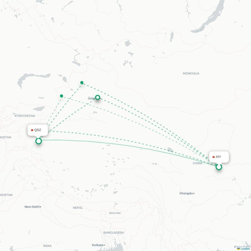 XIY - QSZ route map