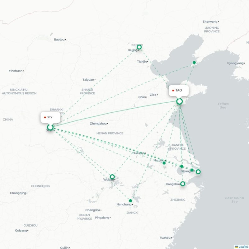 XIY - TAO route map