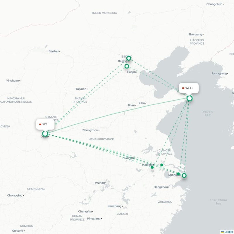 XIY - WEH route map