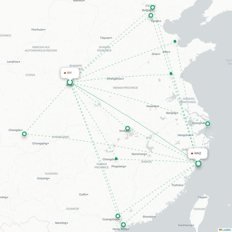 XIY - WNZ route map