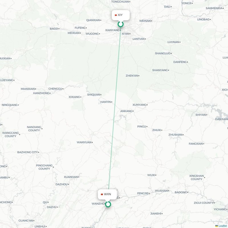 XIY - WXN route map