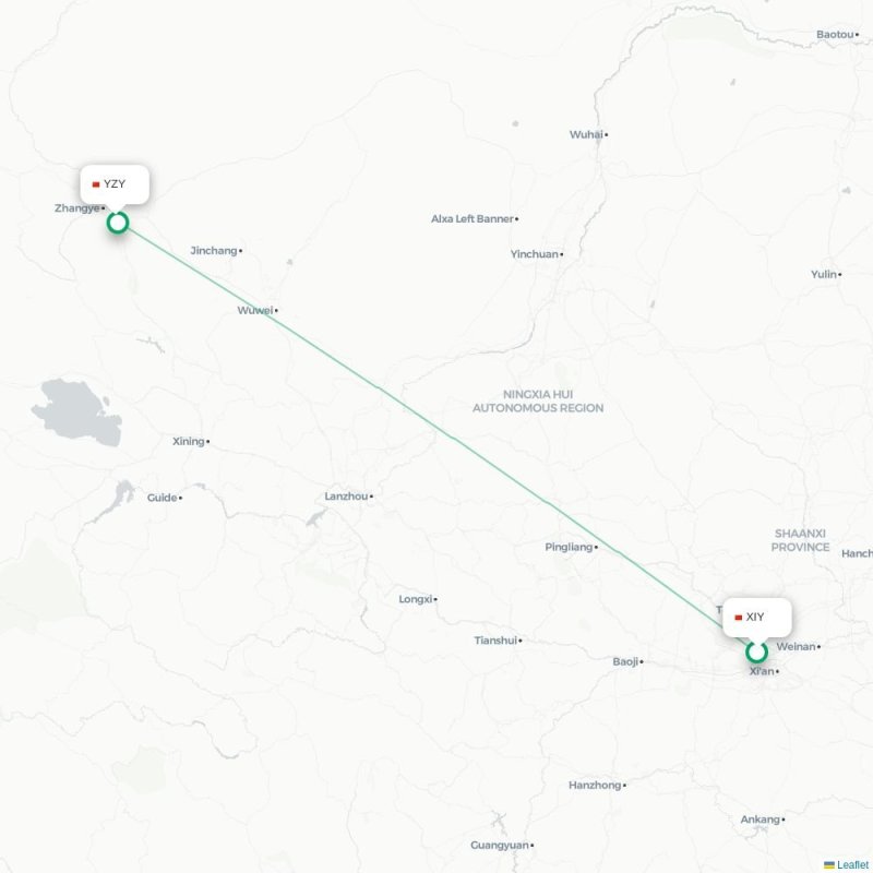 XIY - YZY route map