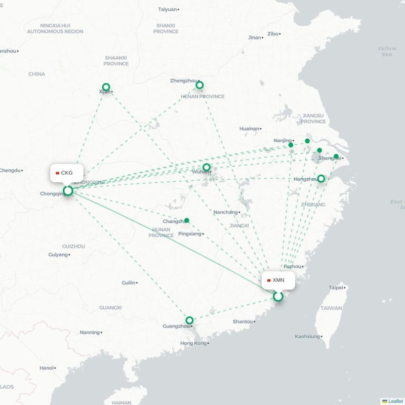 XMN - CKG route map