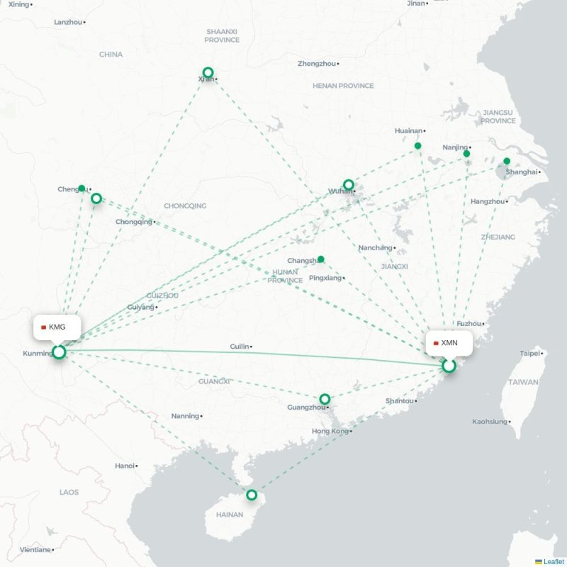 XMN - KMG route map