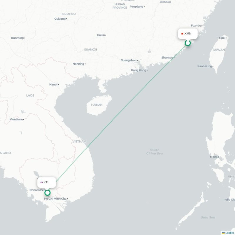 XMN - KTI route map
