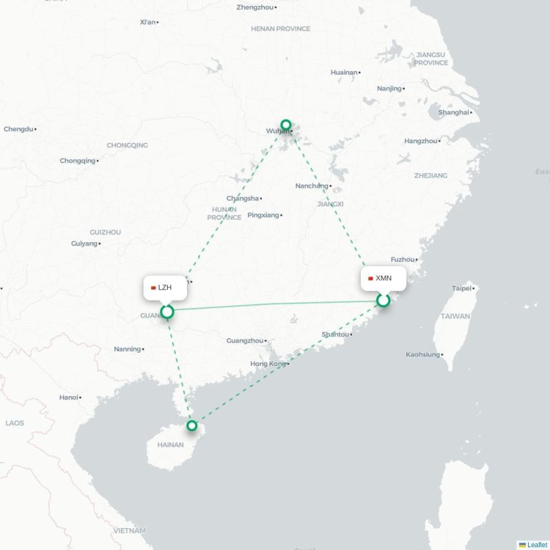 XMN - LZH route map