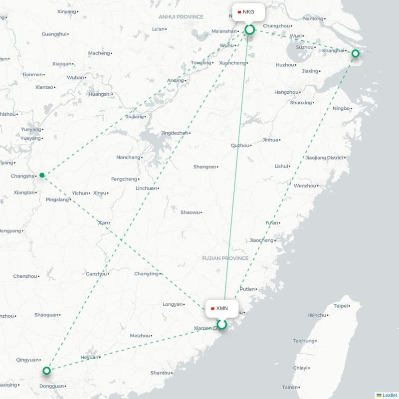 XMN - NKG route map