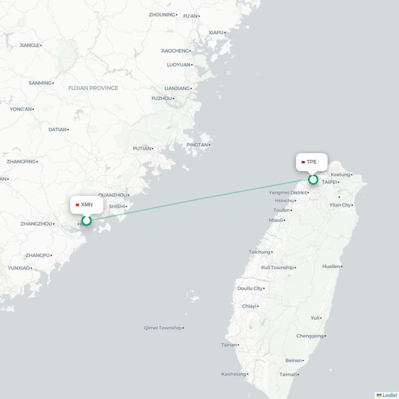 XMN - TPE route map