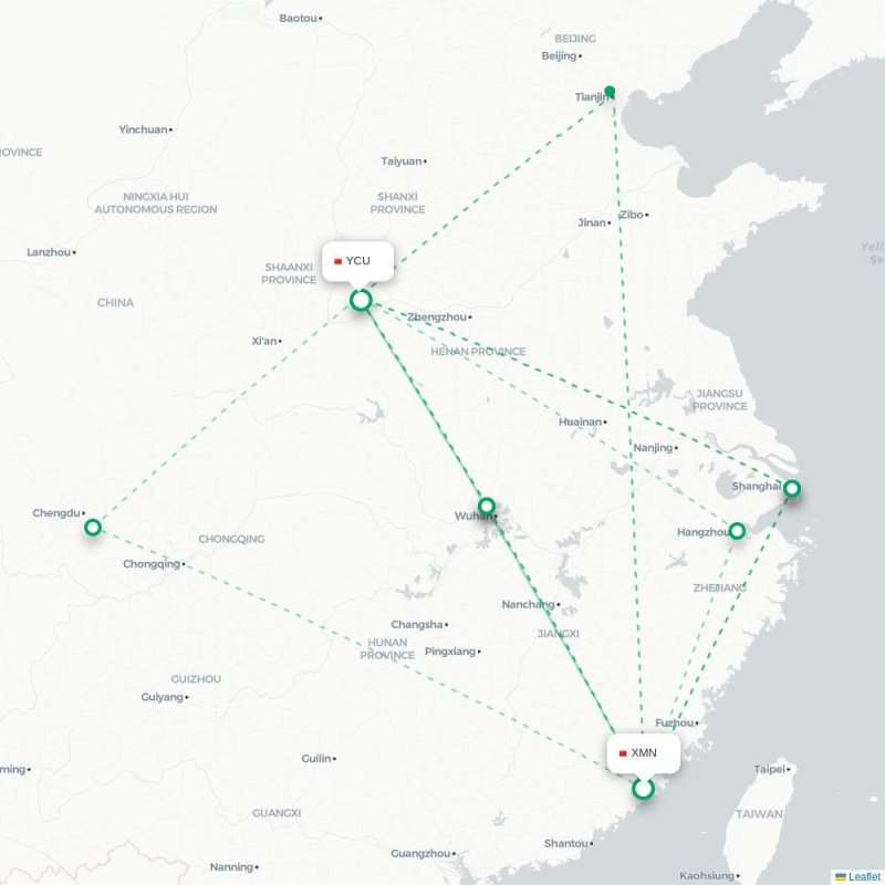 XMN - YCU route map