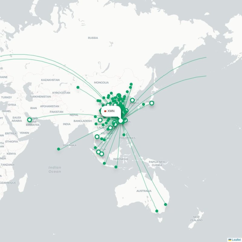 XMN - SHA route map