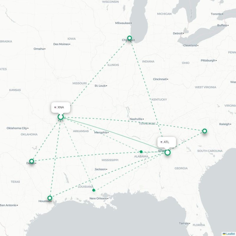 XNA - ATL route map