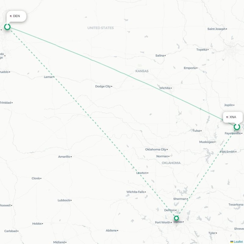 XNA - DEN route map