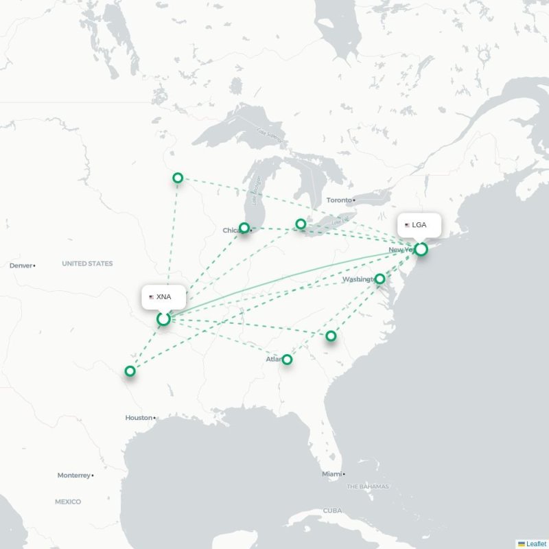 XNA - LGA route map