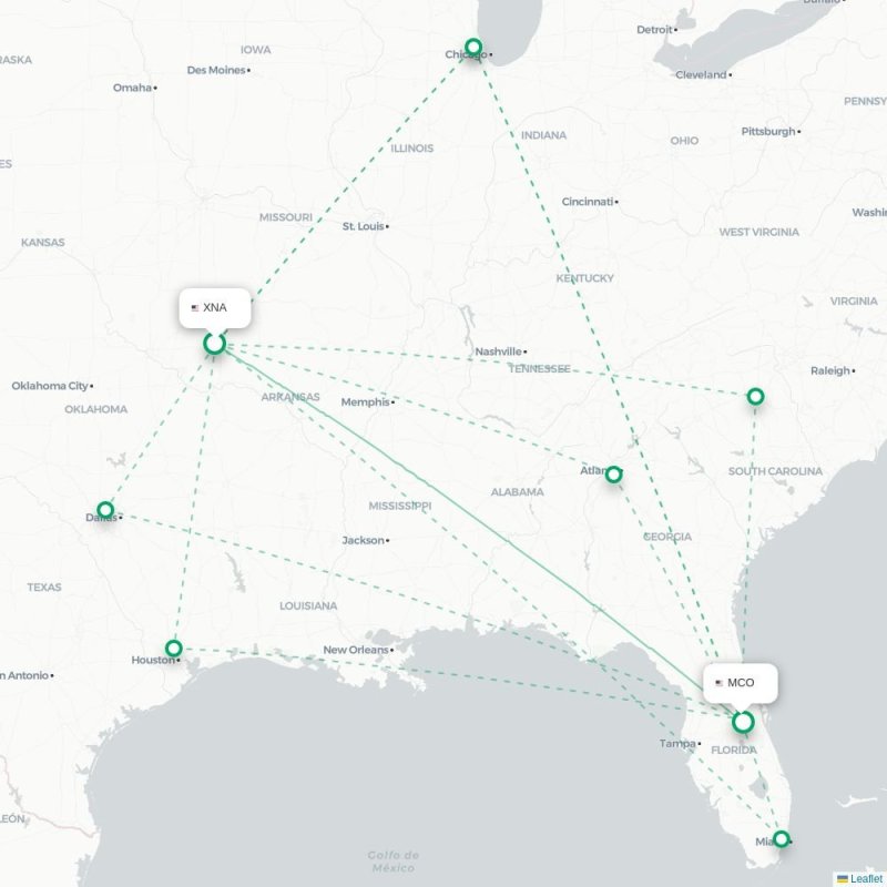 XNA - MCO route map