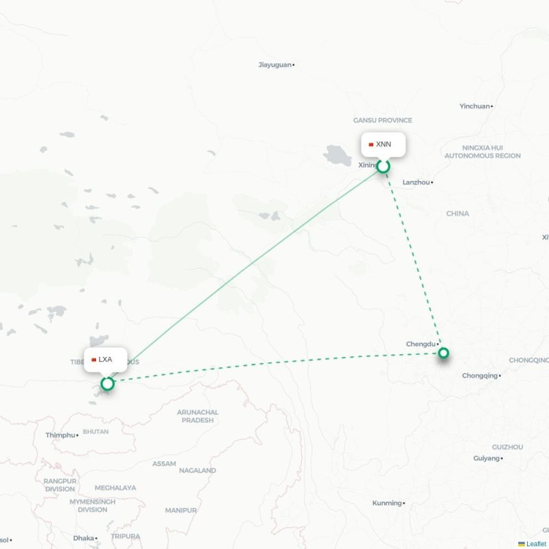 XNN - LXA route map