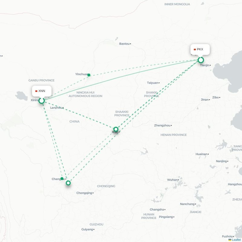 XNN - PKX route map