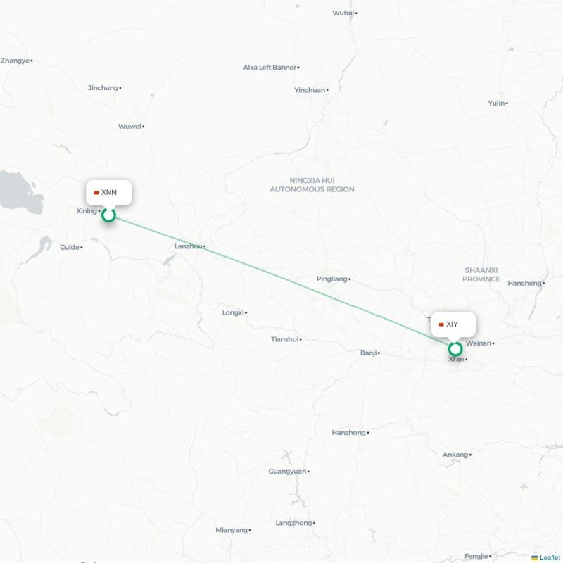 XNN - XIY route map