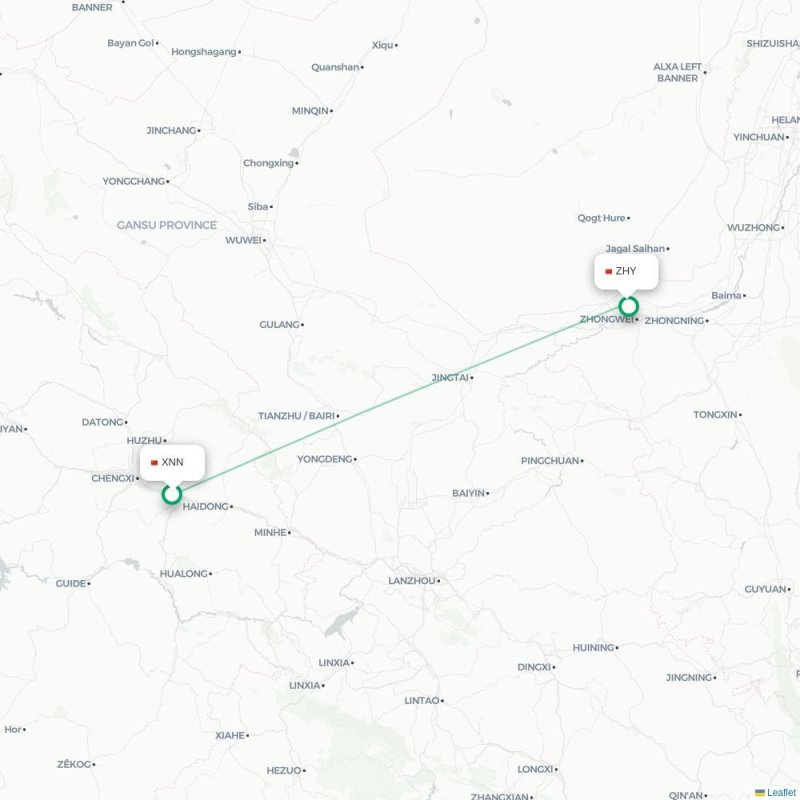 XNN - ZHY route map