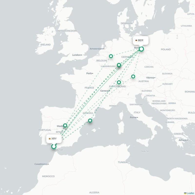 XRY - BER route map