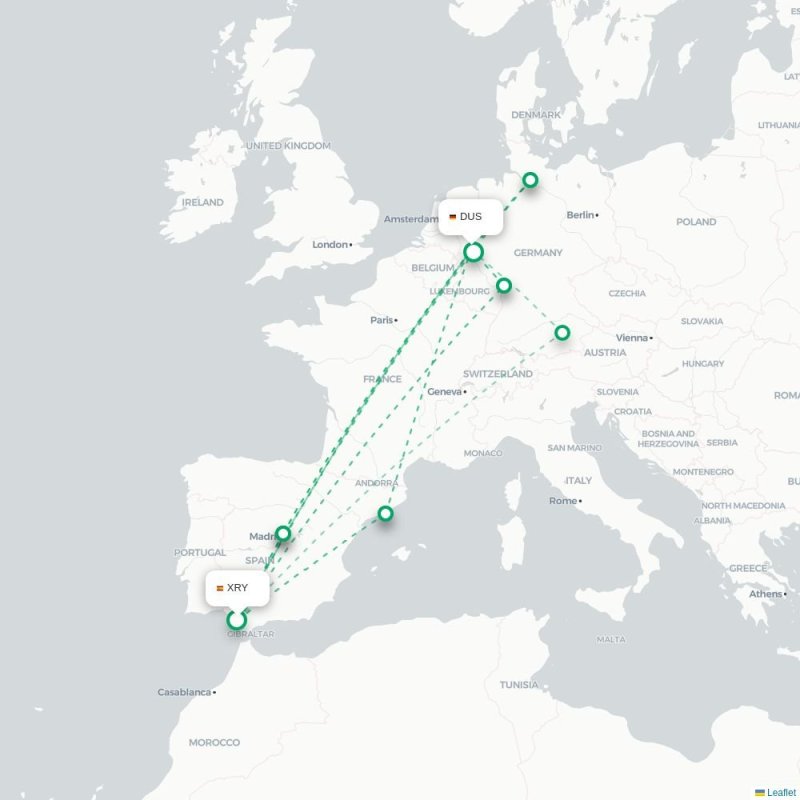 XRY - DUS route map