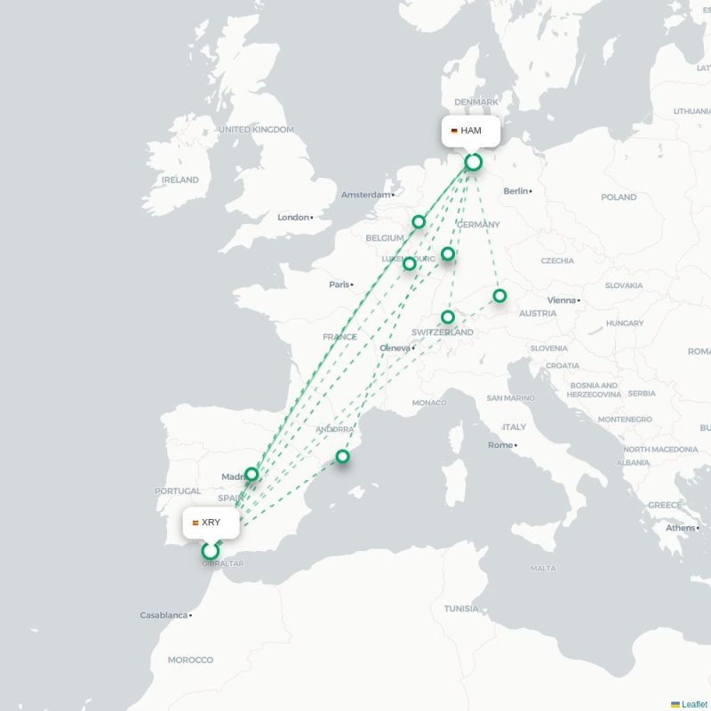 XRY - HAM route map