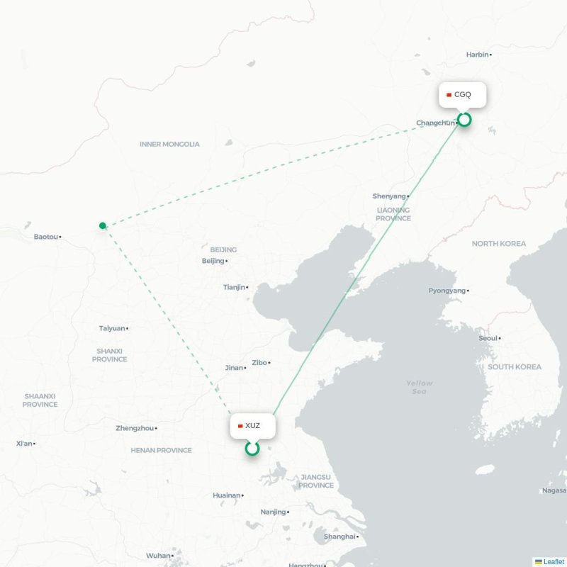 XUZ - CGQ route map