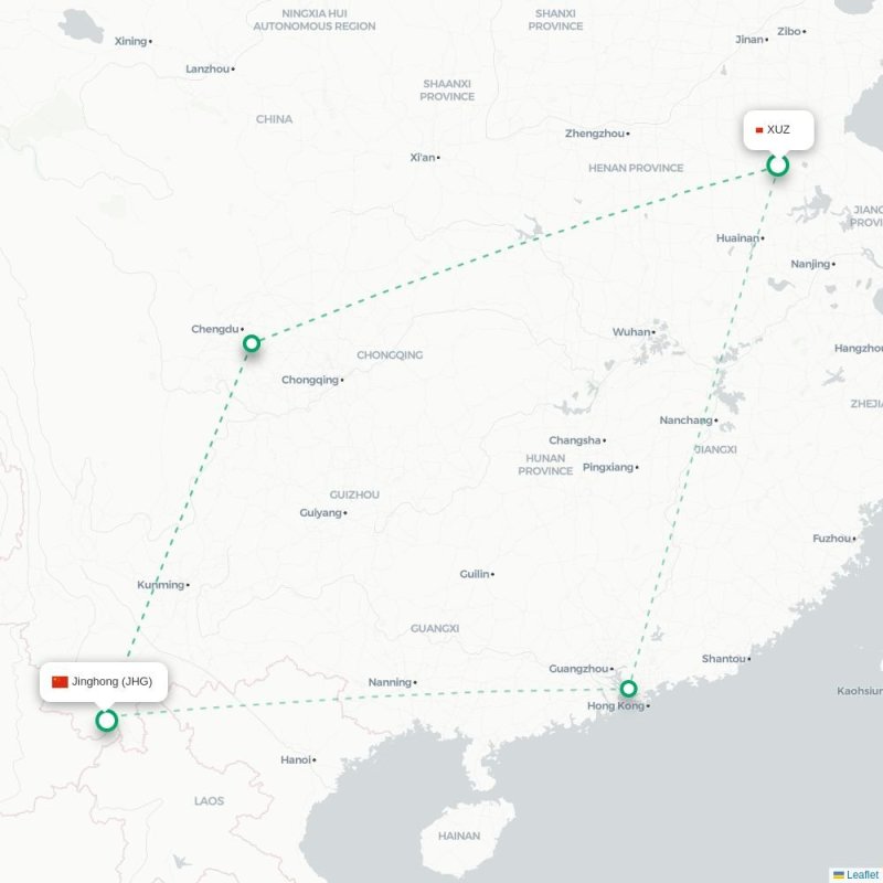 XUZ - JHG route map