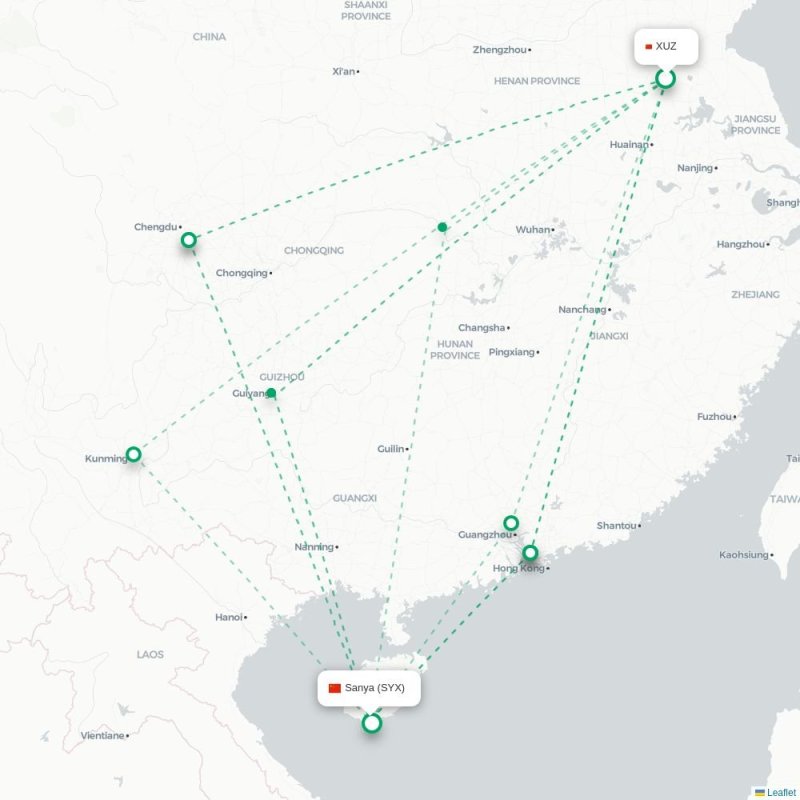 XUZ - SYX route map