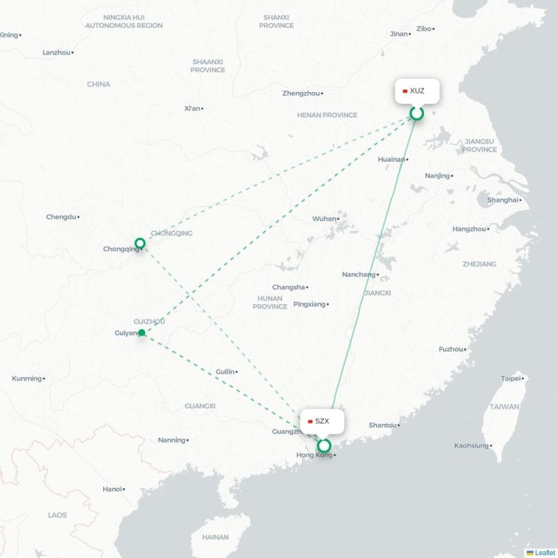 XUZ - SZX route map