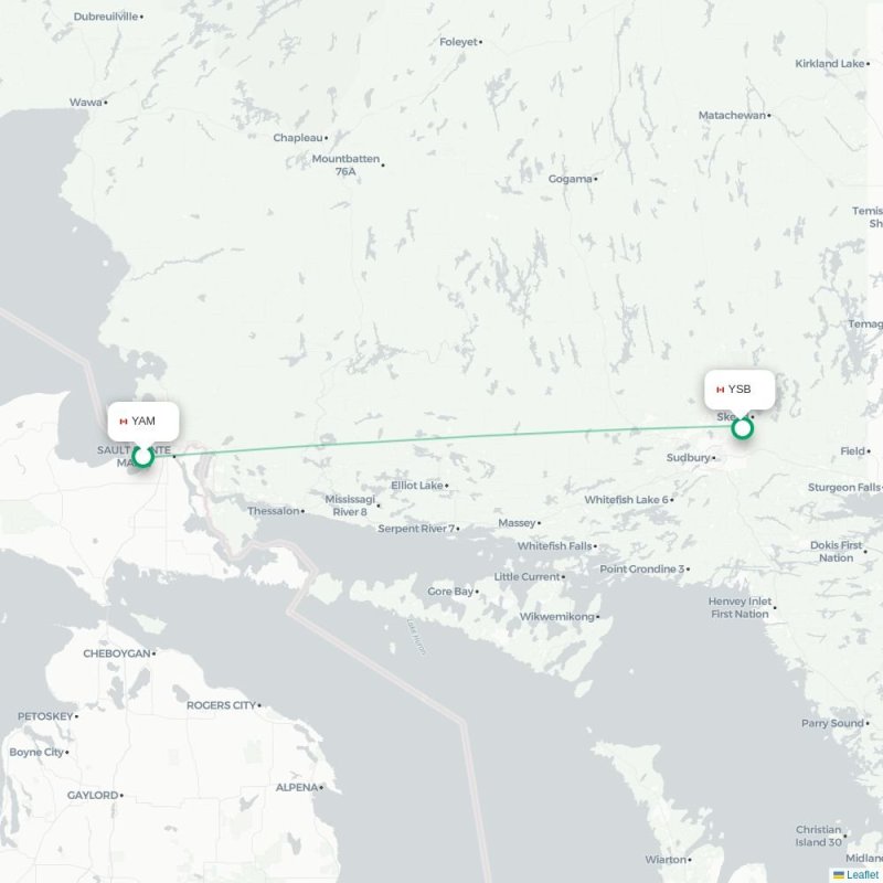 YAM - YSB route map