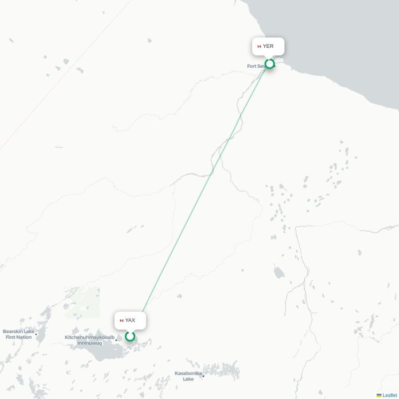 YAX - YER route map