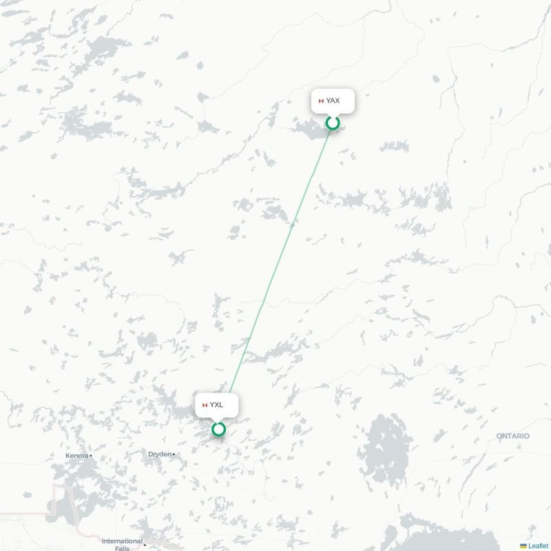 YAX - YXL route map