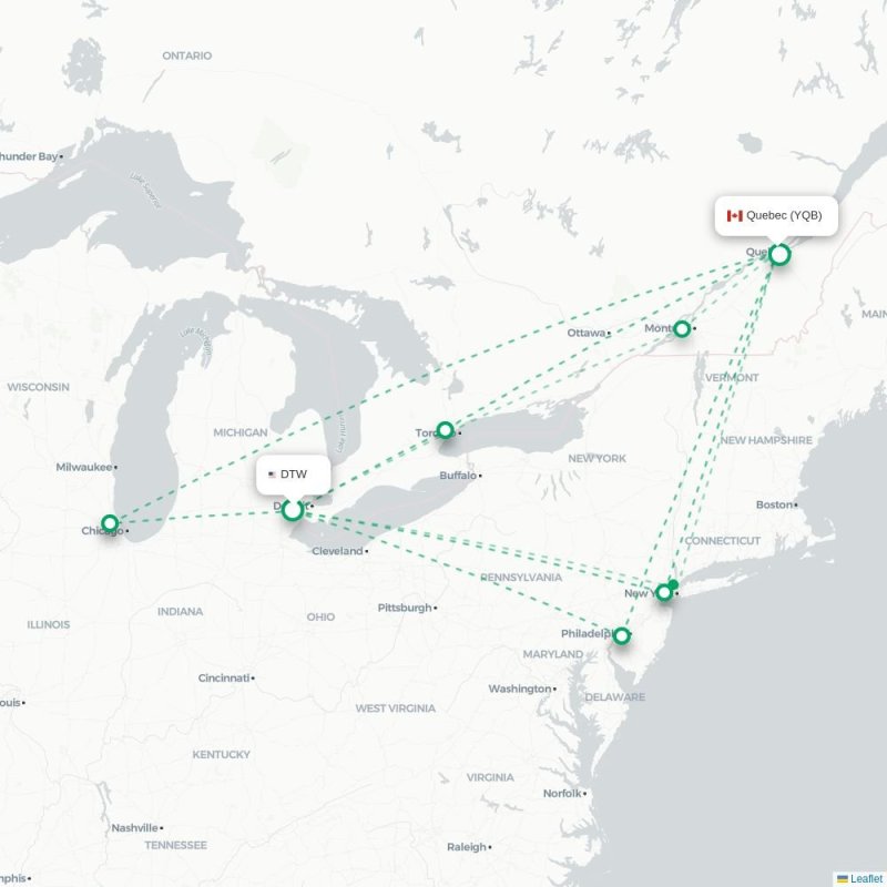 YBC - YQB route map