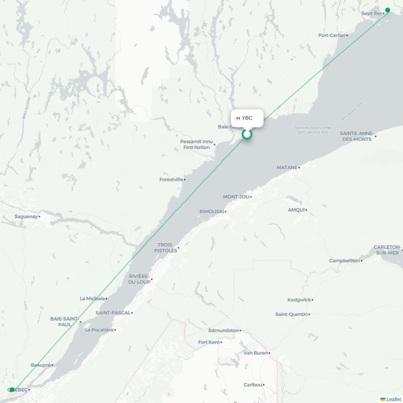 YBC - YZV route map