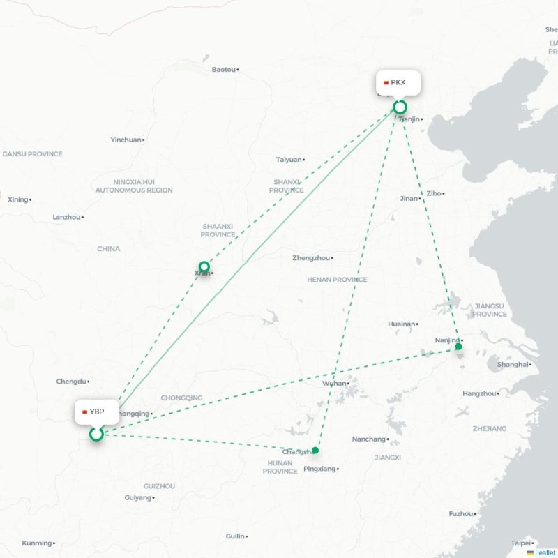YBP - PKX route map