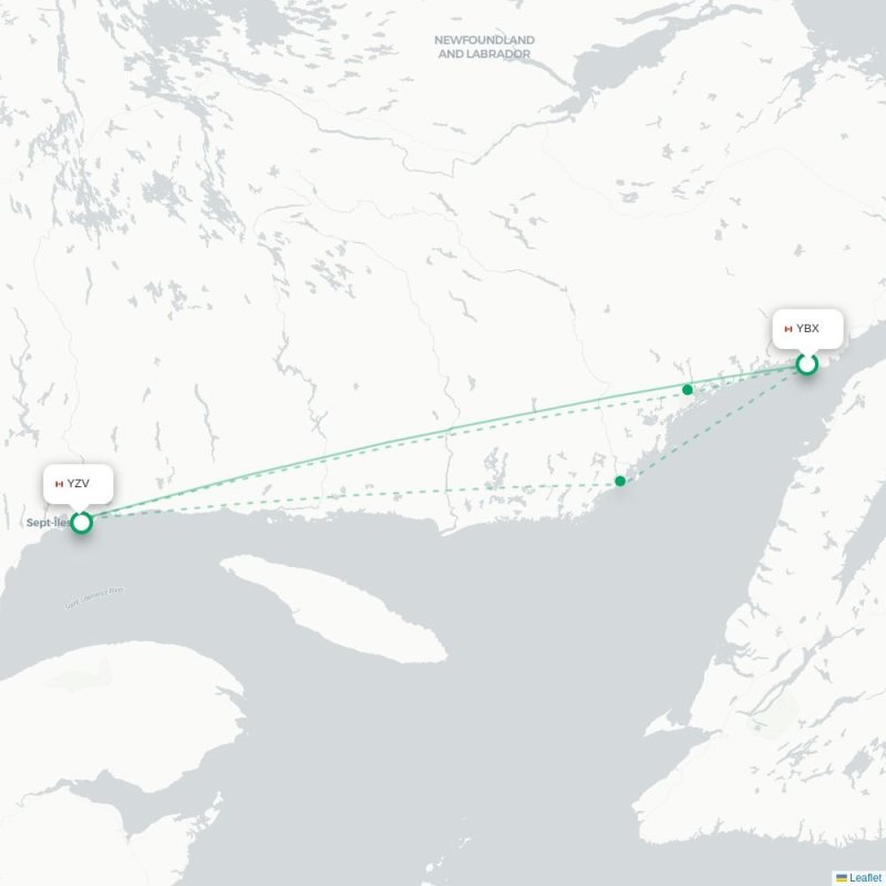 YBX - YZV route map