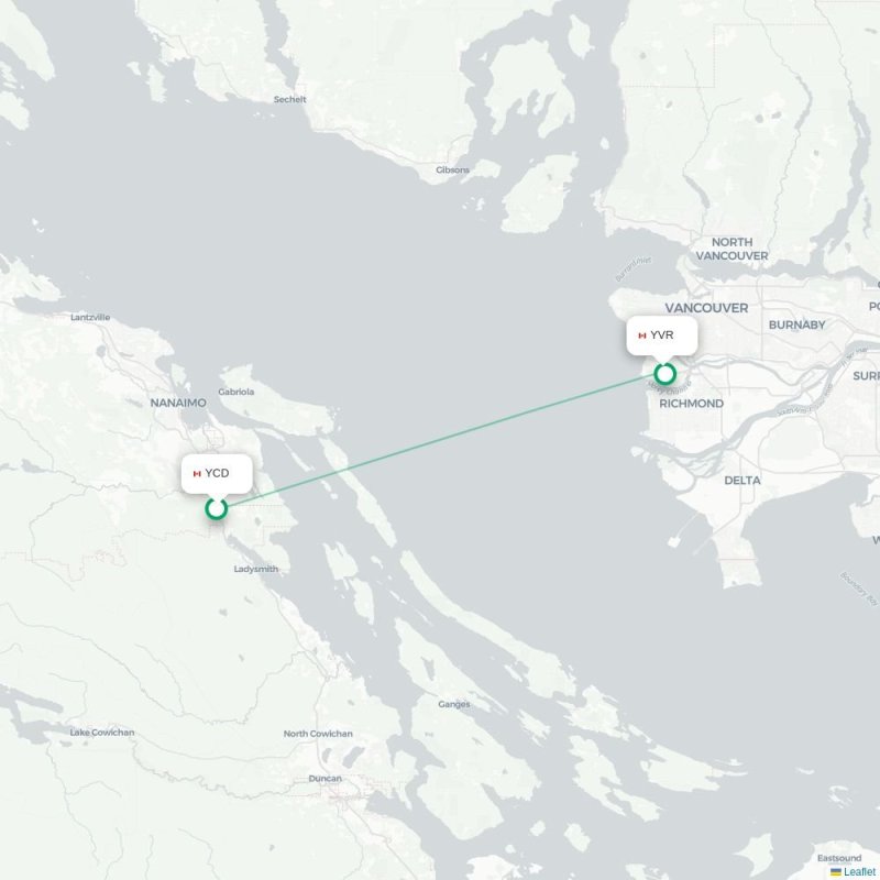 YCD - YVR route map