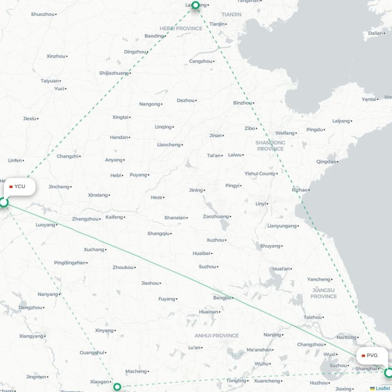 YCU - PVG route map