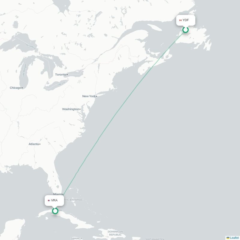 YDF - VRA route map